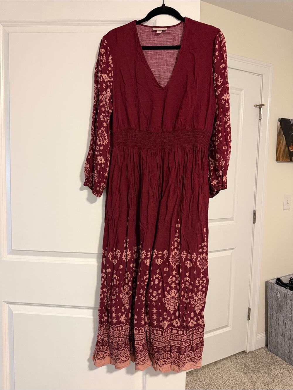 Knox Rose Burgundy Maxi Dress with Cream Floral Print